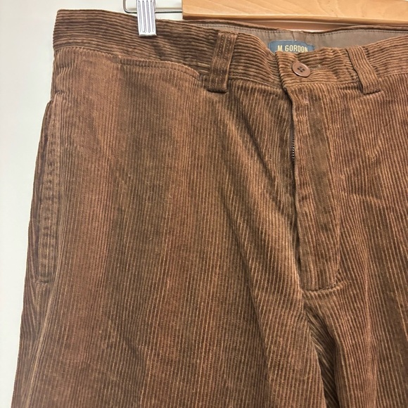 M. Gordon Men’s Vintage Corduroy Pleated Pants W34 L34 Bear Brown 5 Pockets NWT - Picture 8 of 16